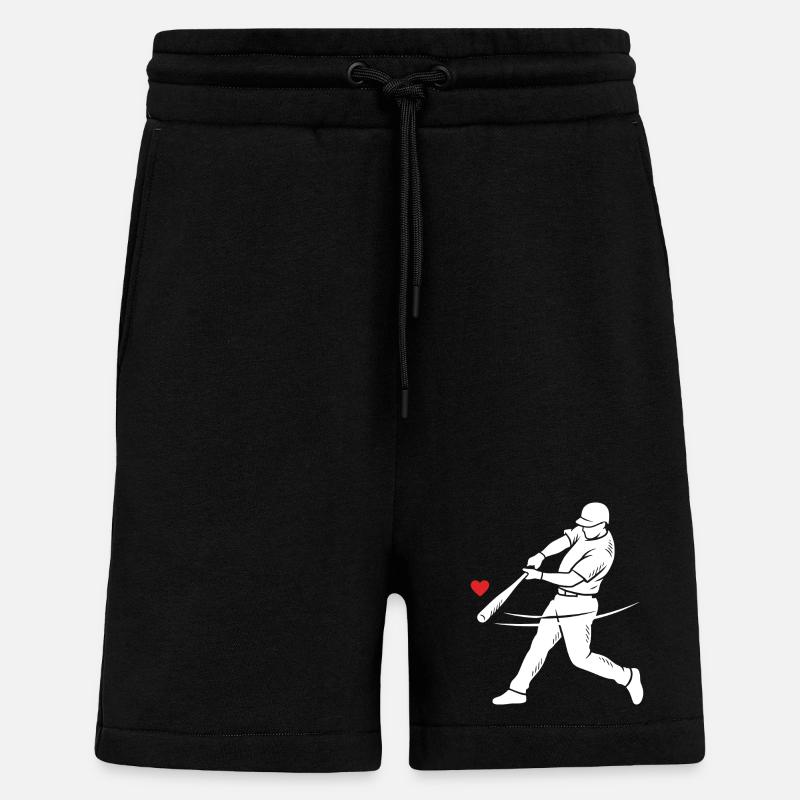 Baseball Batter Silhouette Heart - Shorts - made by SPREAD - SOLID BLACK