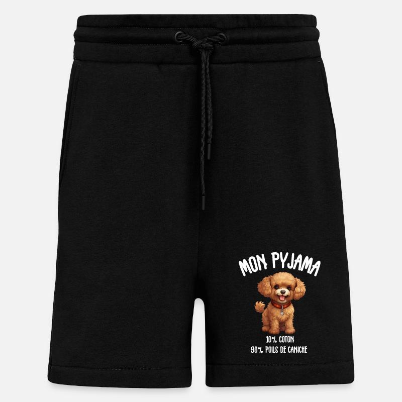 Pyjama Chien Caniche Humour - Short bio décontracté fabriqué en UE - SOLID BLACK