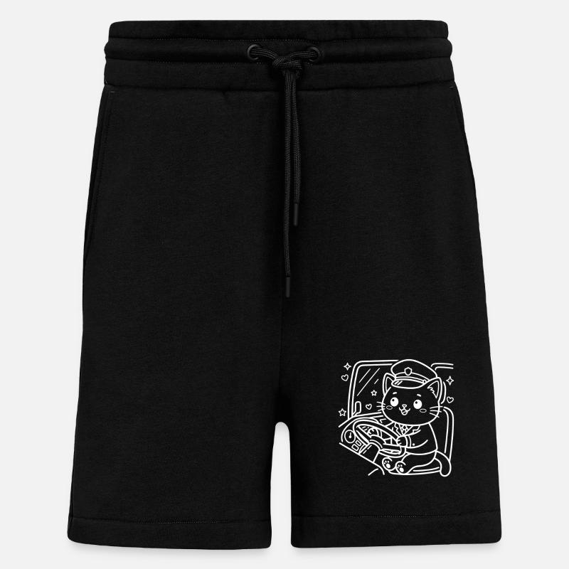 Kawaii Cat Bus Driver - Shorts - made by SPREAD - SOLID BLACK