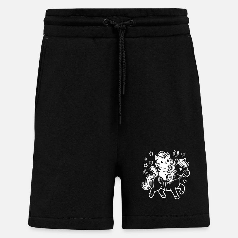 Kawaii Katze auf Pferd - Shorts - made by SPREAD - SOLID BLACK