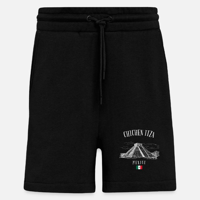 Chichen Itza Pyramid Mexico - Shorts - made by SPREAD - SOLID BLACK