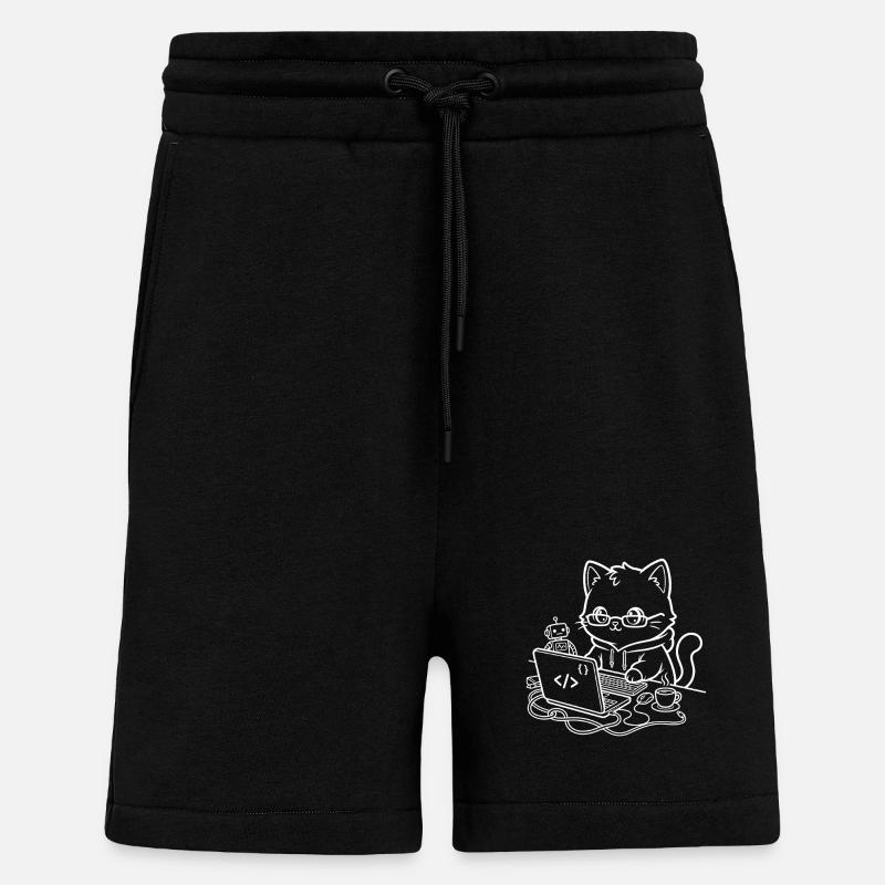 Coder Kawaii Katze Programmierer - Shorts - made by SPREAD - SOLID BLACK
