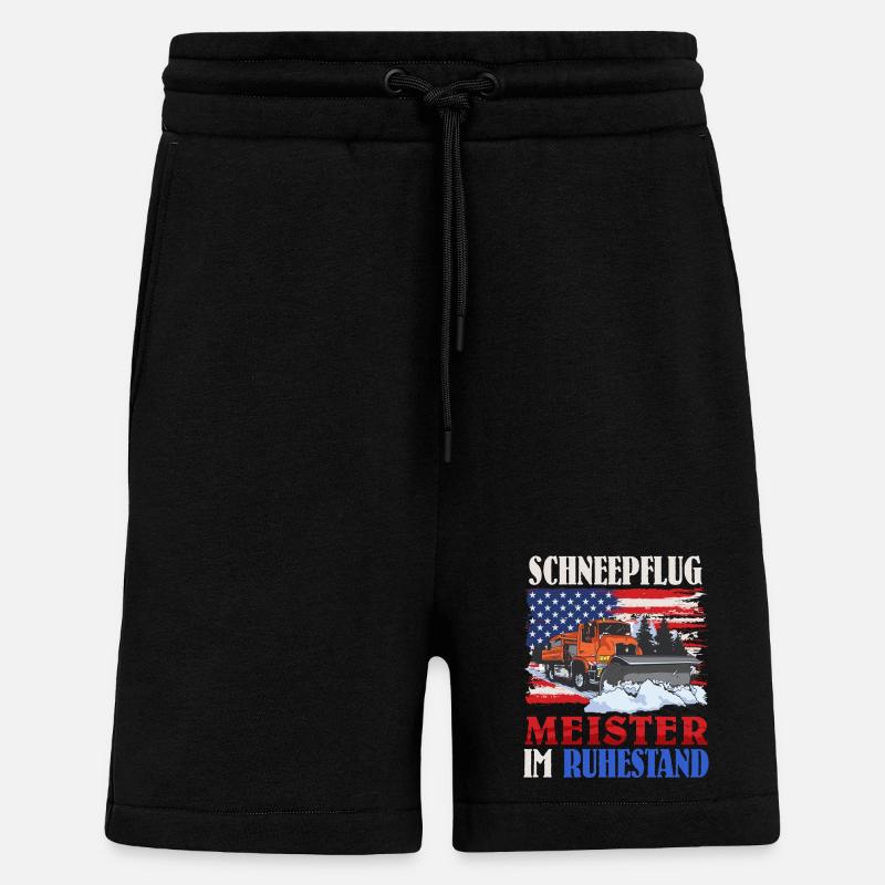 SNOWPLOW RETIRED MASTER Fun - Shorts - made by SPREAD - SOLID BLACK