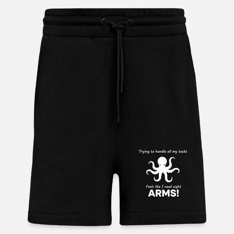 Funny Octopus Stress Office - Shorts - made by SPREAD - SOLID BLACK