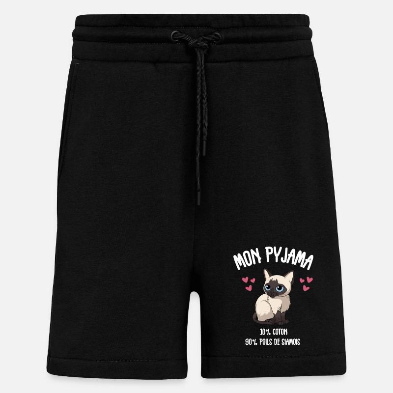 Pyjama Chat Siamois Drôle - Short bio décontracté fabriqué en UE - SOLID BLACK