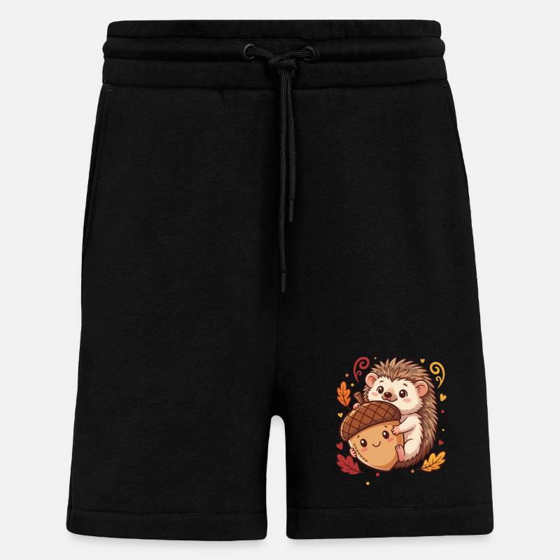Süßer Igel mit Eichel Herbst - Shorts - made by SPREAD - SOLID BLACK