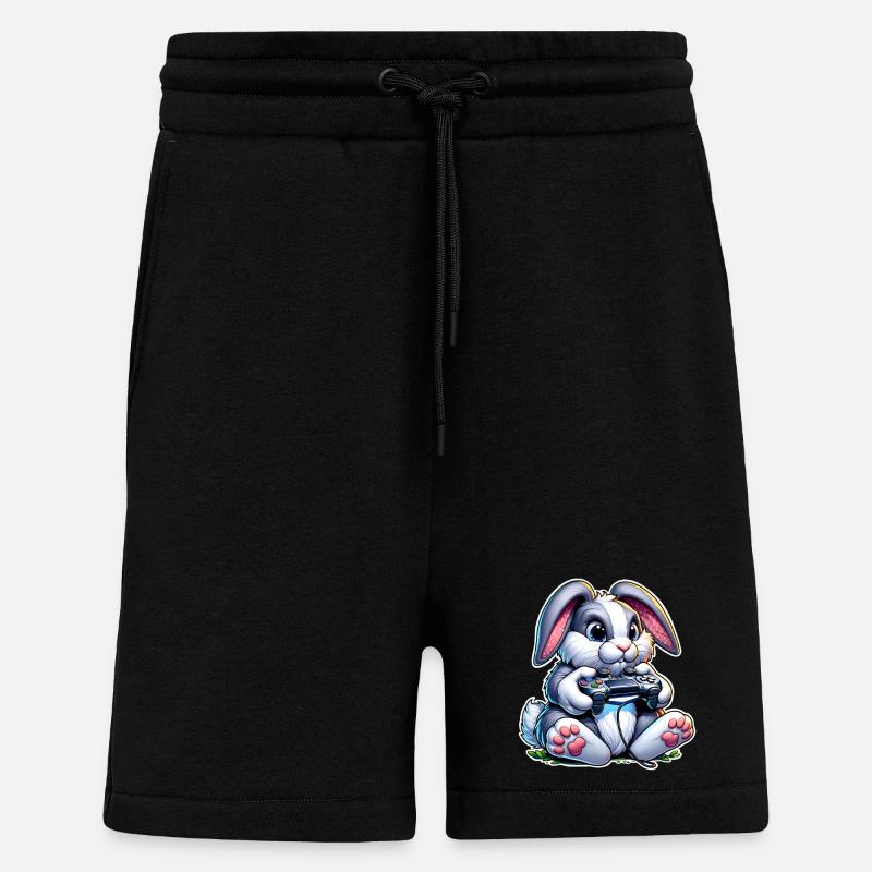 Gamer bunny with controller - Shorts - made by SPREAD - SOLID BLACK