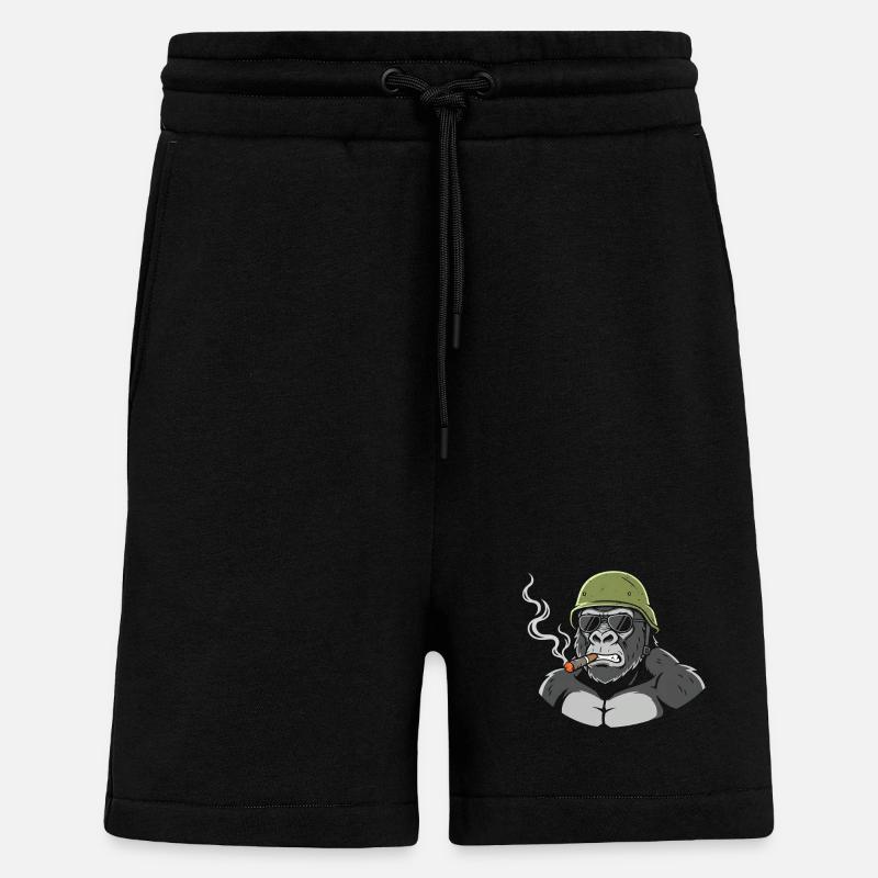 Gorilla Commando avec un cigare - Short bio décontracté fabriqué en UE - SOLID BLACK