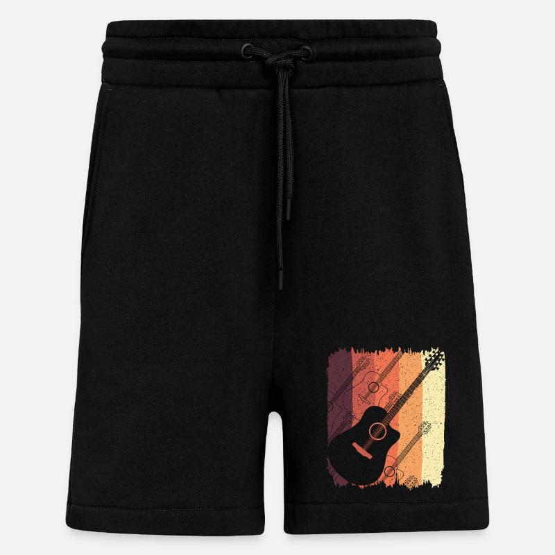 Guitare acoustique sur Sunset Stripes - Short bio décontracté fabriqué en UE - SOLID BLACK
