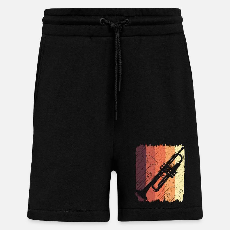 Trompetengraffiti auf Sunset Stripes - Shorts - made by SPREAD - SOLID BLACK