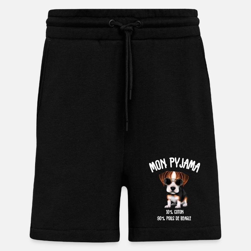 Pyjama Chien Beagle Humour - Short bio décontracté fabriqué en UE - SOLID BLACK