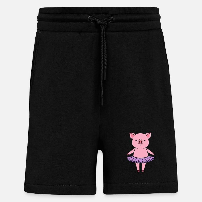 Petit cochon mignon en tutu - Short bio décontracté fabriqué en UE - SOLID BLACK