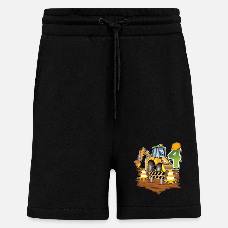 4e anniversaire des 4 excavateurs - Short bio décontracté fabriqué en UE - SOLID BLACK