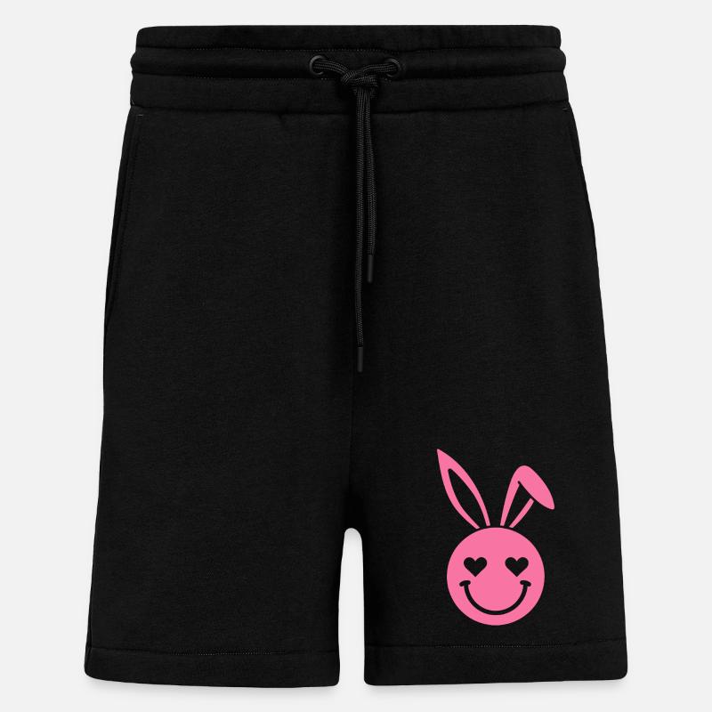 Yeux en forme de cœur de lapin rose - Short bio décontracté fabriqué en UE - SOLID BLACK