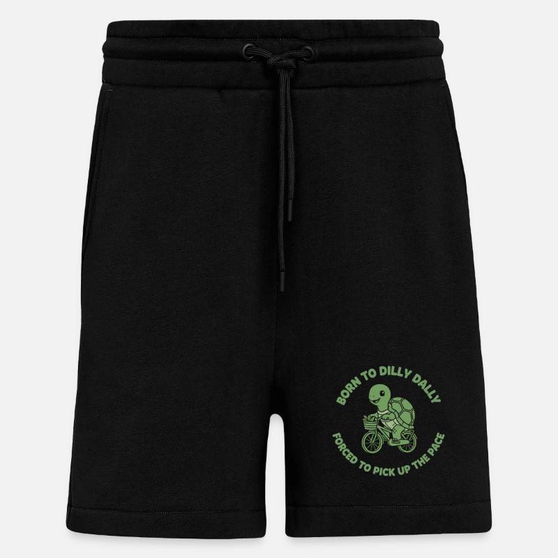 Turtle on Bicycle Decelerated Style - Shorts - made by SPREAD - SOLID BLACK