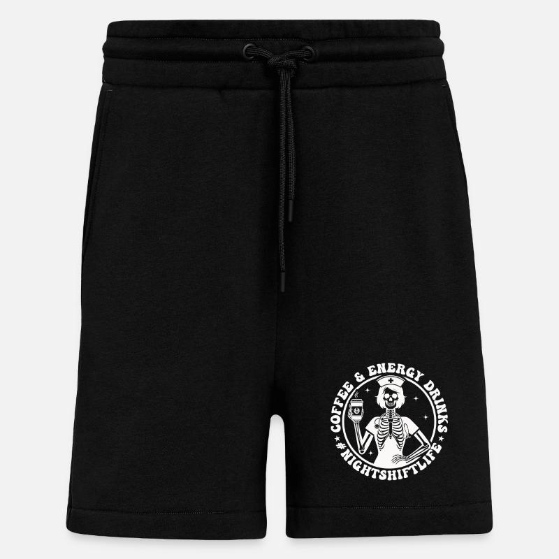 Squelette de café de nuit - Short bio décontracté fabriqué en UE - SOLID BLACK
