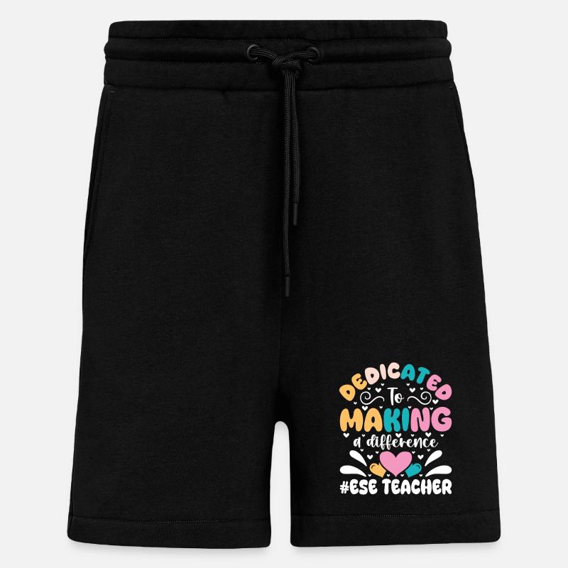 Cadeaux pour les enseignants ESE - Short bio décontracté fabriqué en UE - SOLID BLACK