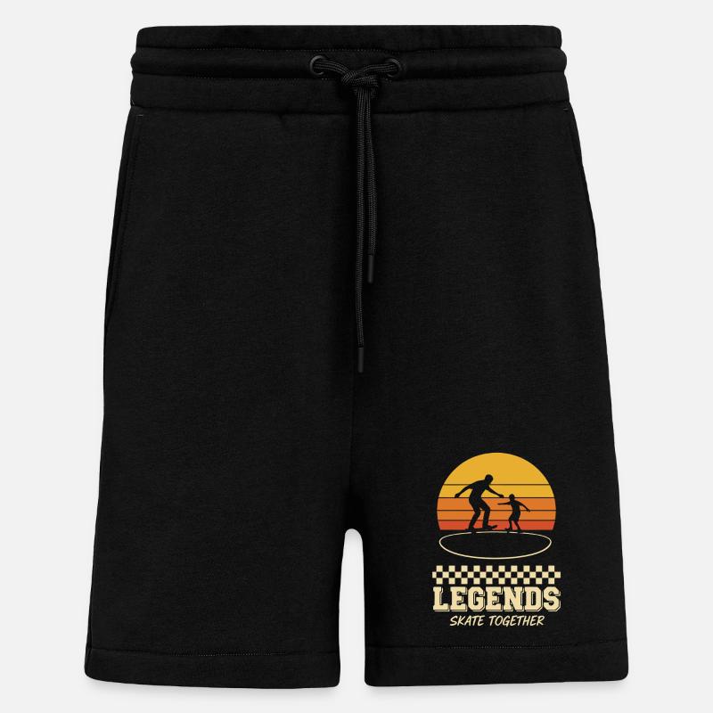 Skateboard Legends Father Son - Shorts - made by SPREAD - SOLID BLACK