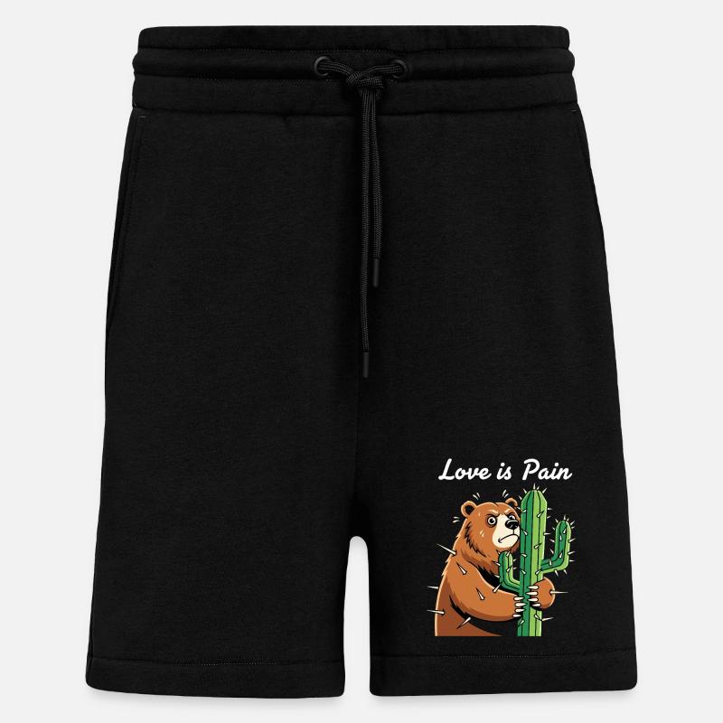 Bear hugging cactus pain - Shorts - made by SPREAD - SOLID BLACK