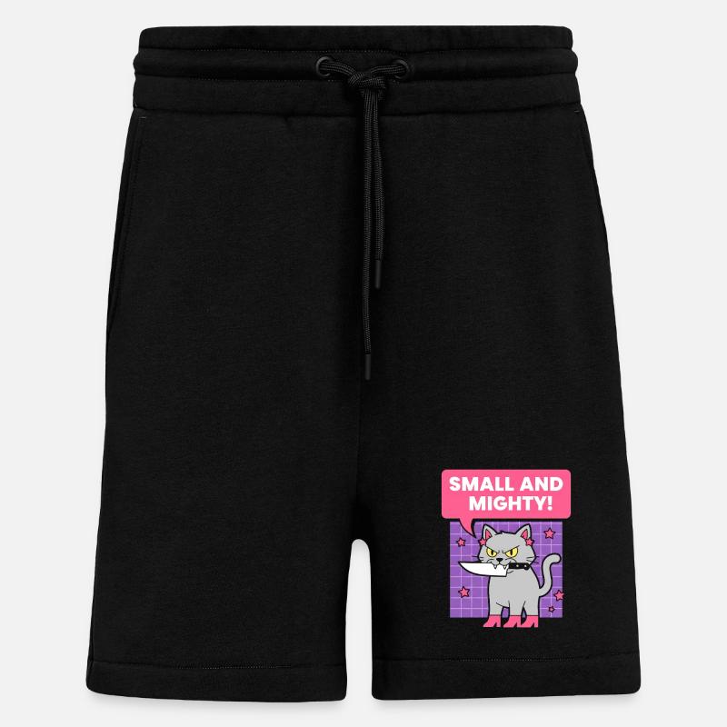 Design de petit chat puissant - Short bio décontracté fabriqué en UE - SOLID BLACK