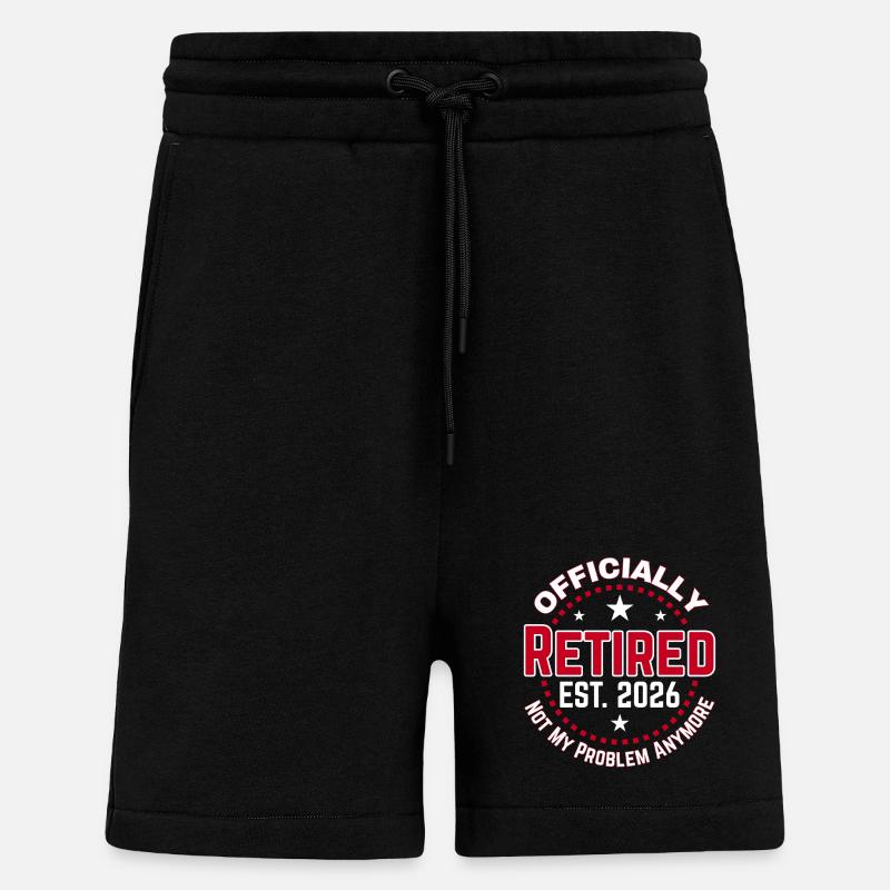 Funny Retired 2026 OFFICIALLY RETIRED 2026 - Short bio décontracté fabriqué en UE - SOLID BLACK