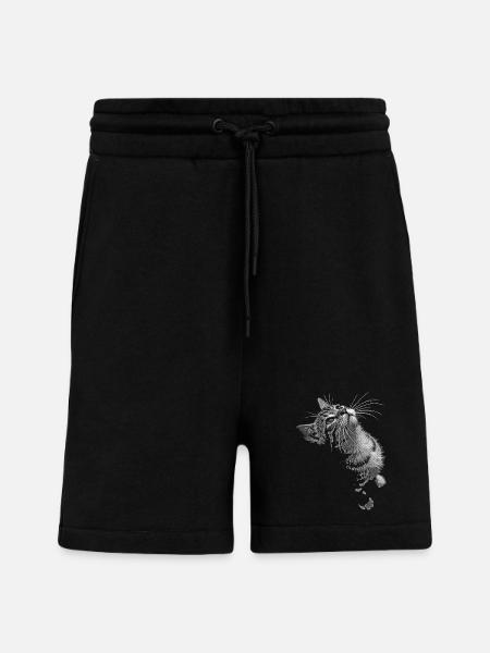 Graustufen Katzenschnurrer Blick - Shorts - made by SPREAD - SOLID BLACK