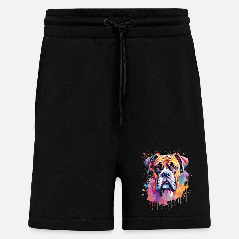 Boxer Bunte Hund Splash Art - Shorts - made by SPREAD - SOLID BLACK