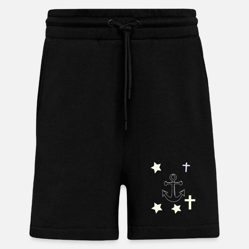 Ancres, étoiles et croix - Short bio décontracté fabriqué en UE - SOLID BLACK