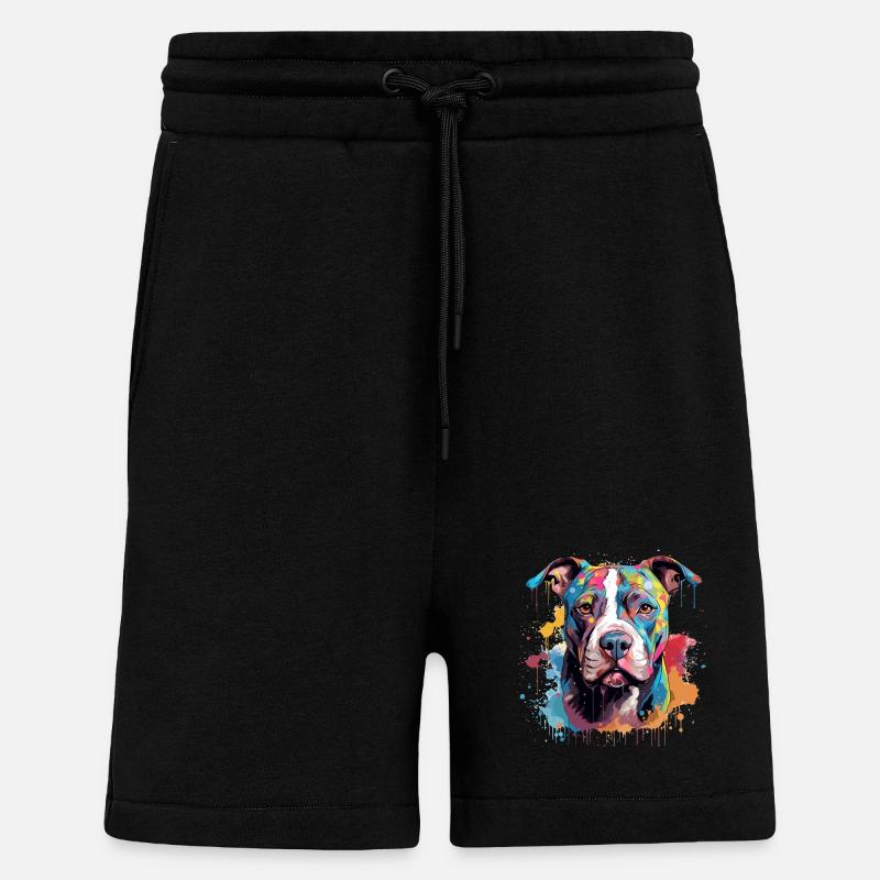 Pitbull Dog Bunte Spritzkunst - Shorts - made by SPREAD - SOLID BLACK