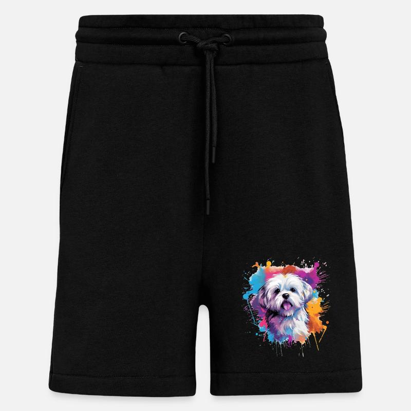 Farbenfrohe Spritzkunst Malteserhund - Shorts - made by SPREAD - SOLID BLACK