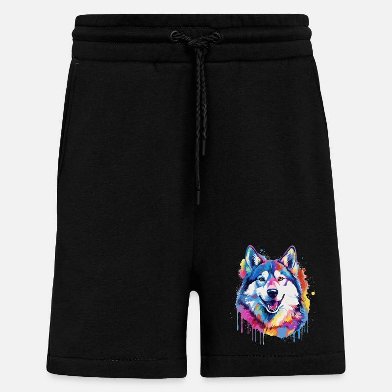 Bunte Splash Art-Husky-Hund - Shorts - made by SPREAD - SOLID BLACK