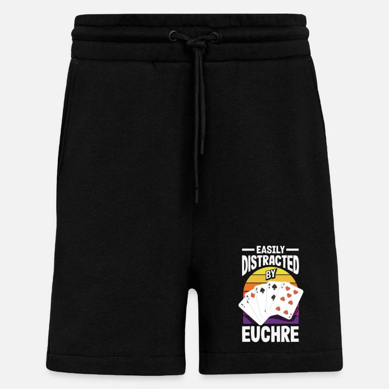 Easily distracted by Euchre - Shorts - made by SPREAD - SOLID BLACK