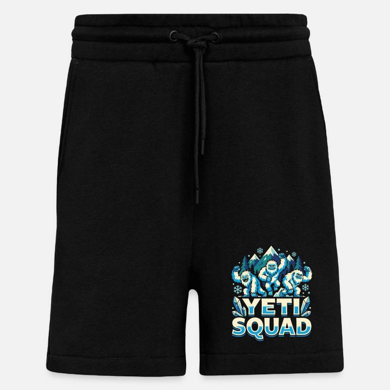 Yeti Squad Winter Schnee Monster Lustig - Shorts - made by SPREAD - SOLID BLACK