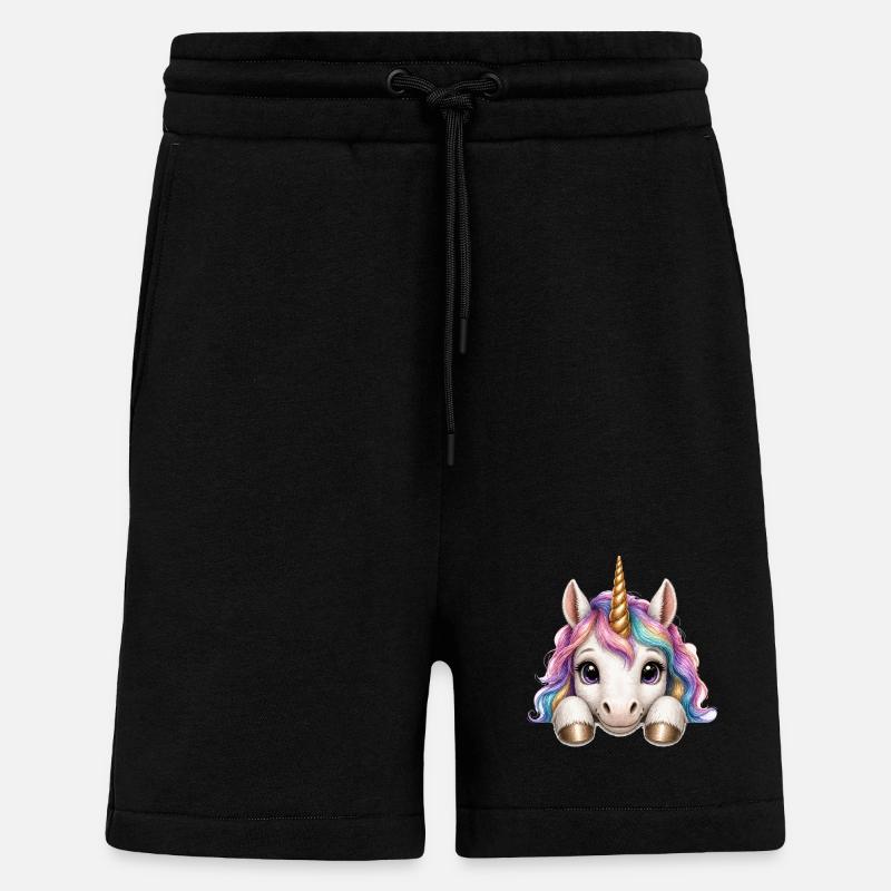 Einhorn mit Regenbogenmähne - Shorts - made by SPREAD - SOLID BLACK