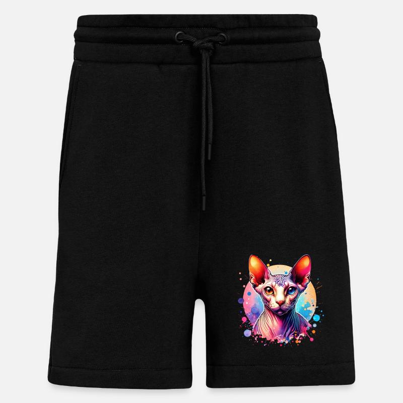 Motif du chat Sphynx - Short bio décontracté fabriqué en UE - SOLID BLACK