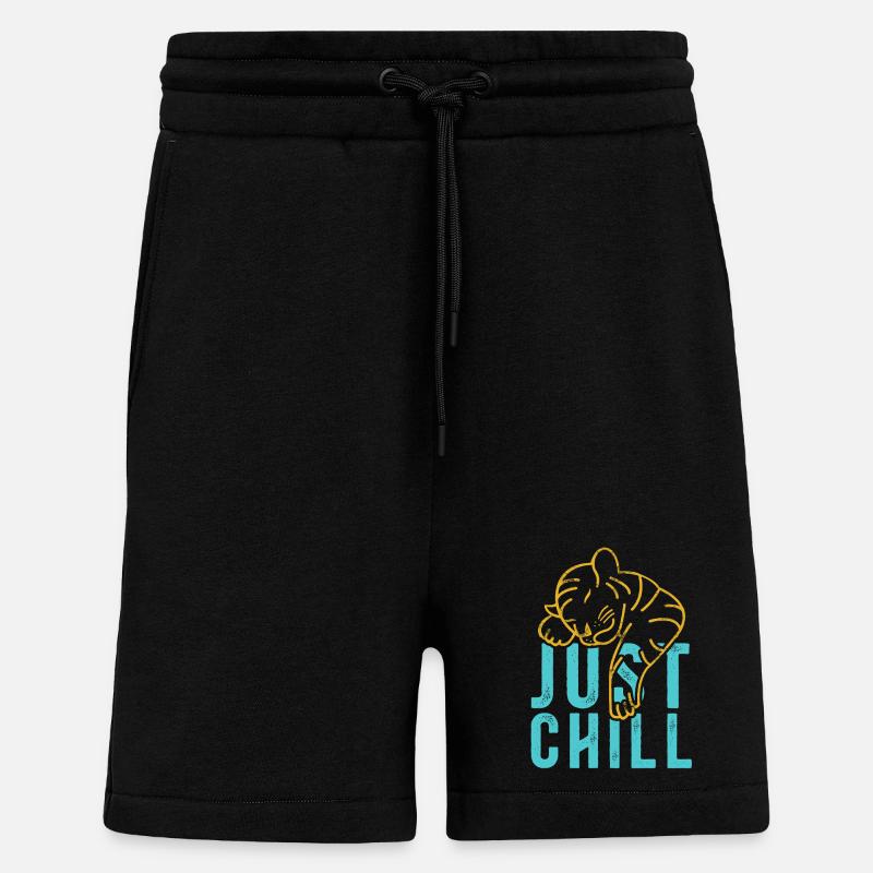 Just Chill Tiger – Relaxed Saying - Shorts - made by SPREAD - SOLID BLACK