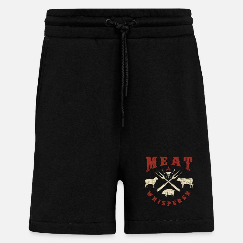 Meat Whisperer BBQ Pitmaster Humor - Shorts - made by SPREAD - SOLID BLACK