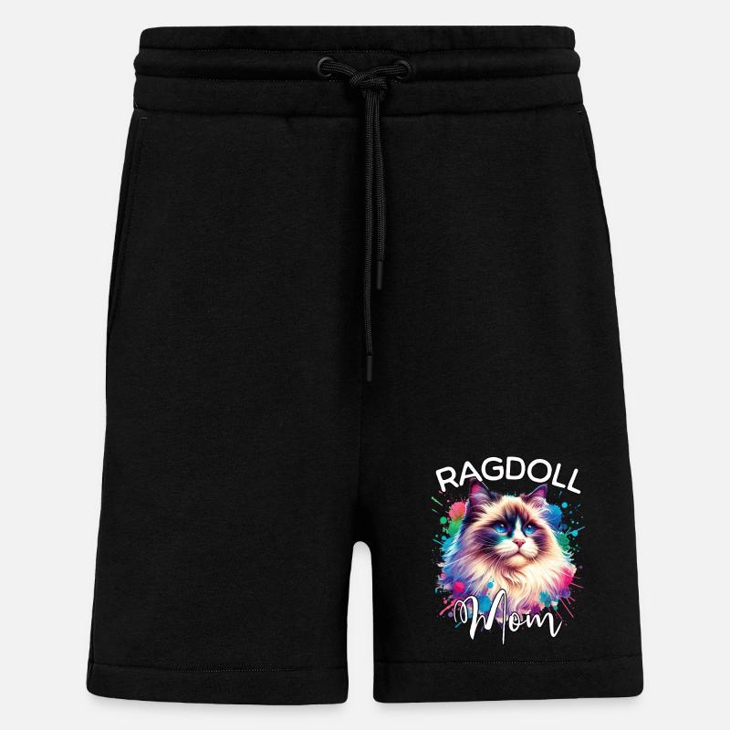 Maman Chatte Ragdoll - Short bio décontracté fabriqué en UE - SOLID BLACK
