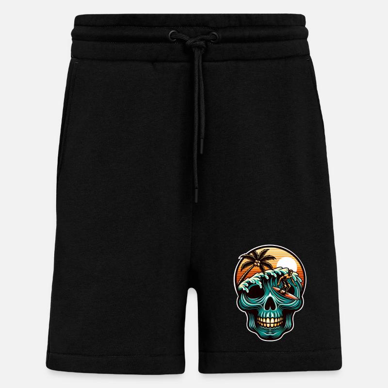 Surfing Skull - Shorts - made by SPREAD - SOLID BLACK