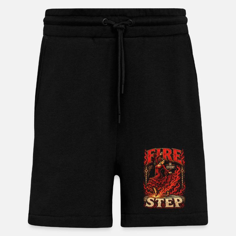 Flamenco Fire In Every Step - Shorts - made by SPREAD - SOLID BLACK