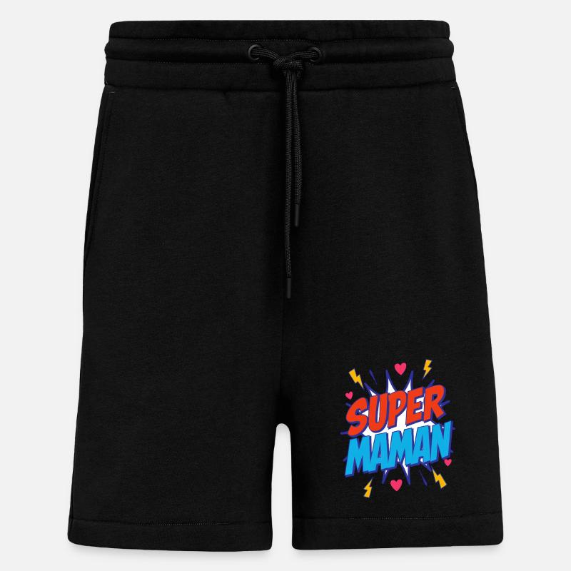 Super Maman - Short bio décontracté fabriqué en UE - SOLID BLACK