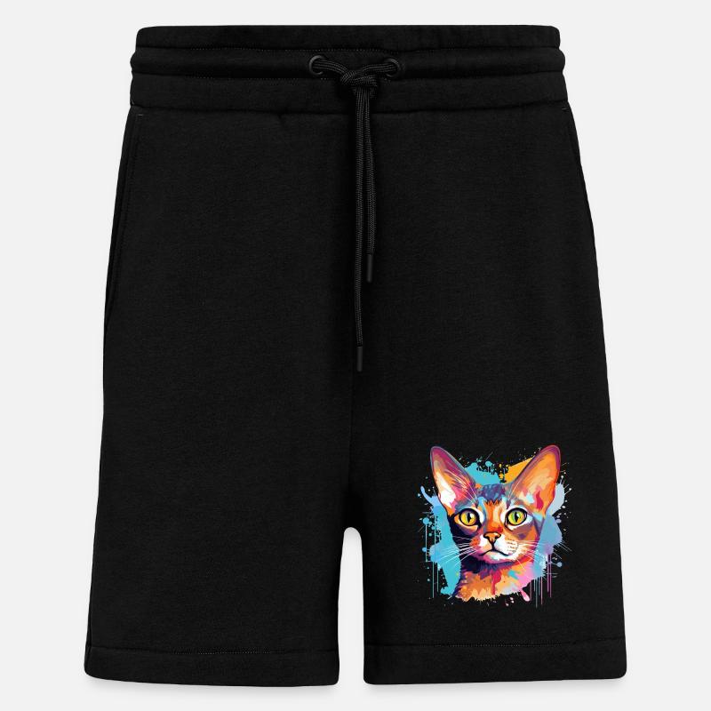 Abessinisches Katzengesicht – bunte Splash-Kunst - Shorts - made by SPREAD - SOLID BLACK