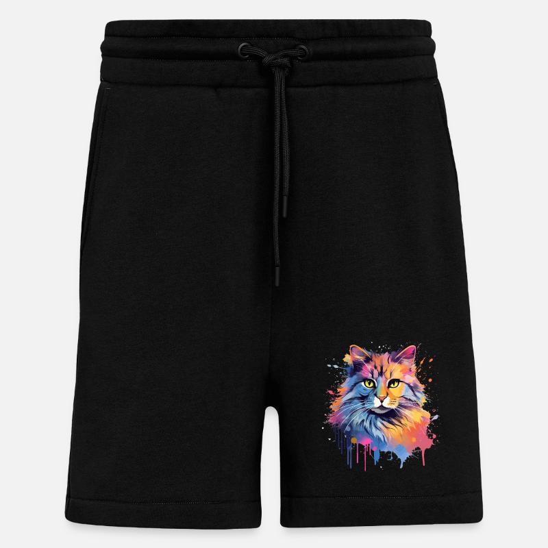 American Bobtail Cat Face - Shorts - made by SPREAD - SOLID BLACK