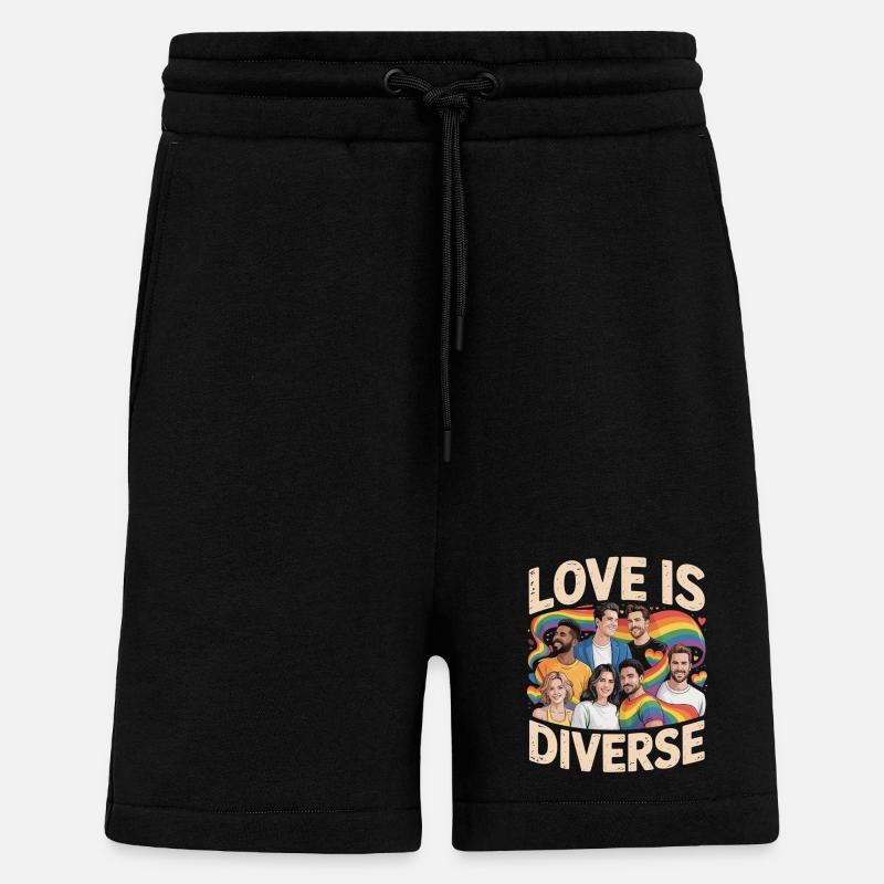 Love Is Diverse Pride Rainbow - Shorts - made by SPREAD - SOLID BLACK