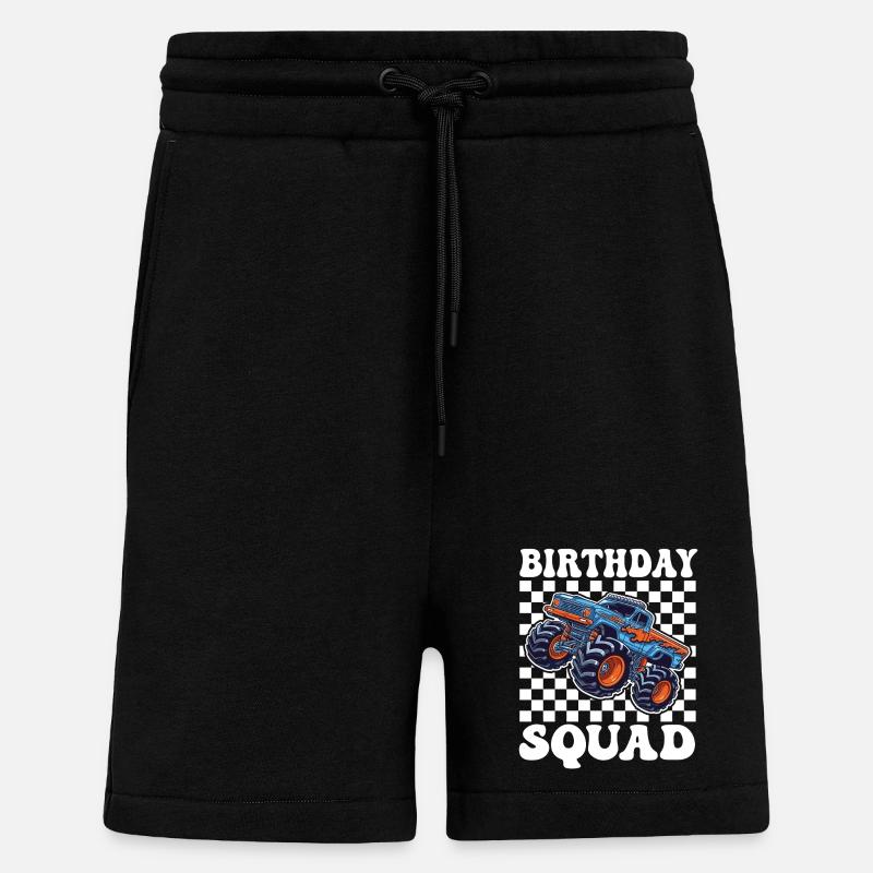 Équipe d’anniversaire des Monster Trucks - Short bio décontracté fabriqué en UE - SOLID BLACK