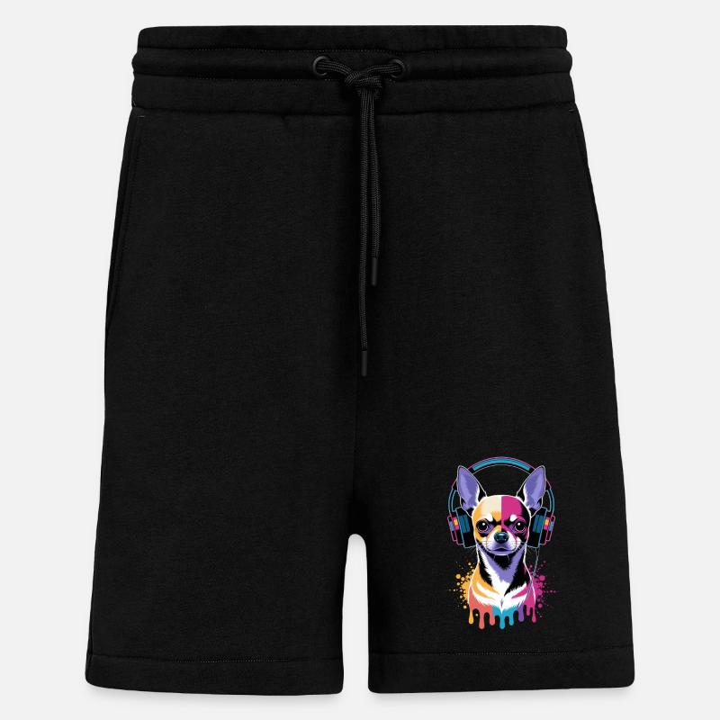 Chihuahua mit Kopfhörer - Shorts - made by SPREAD - SOLID BLACK