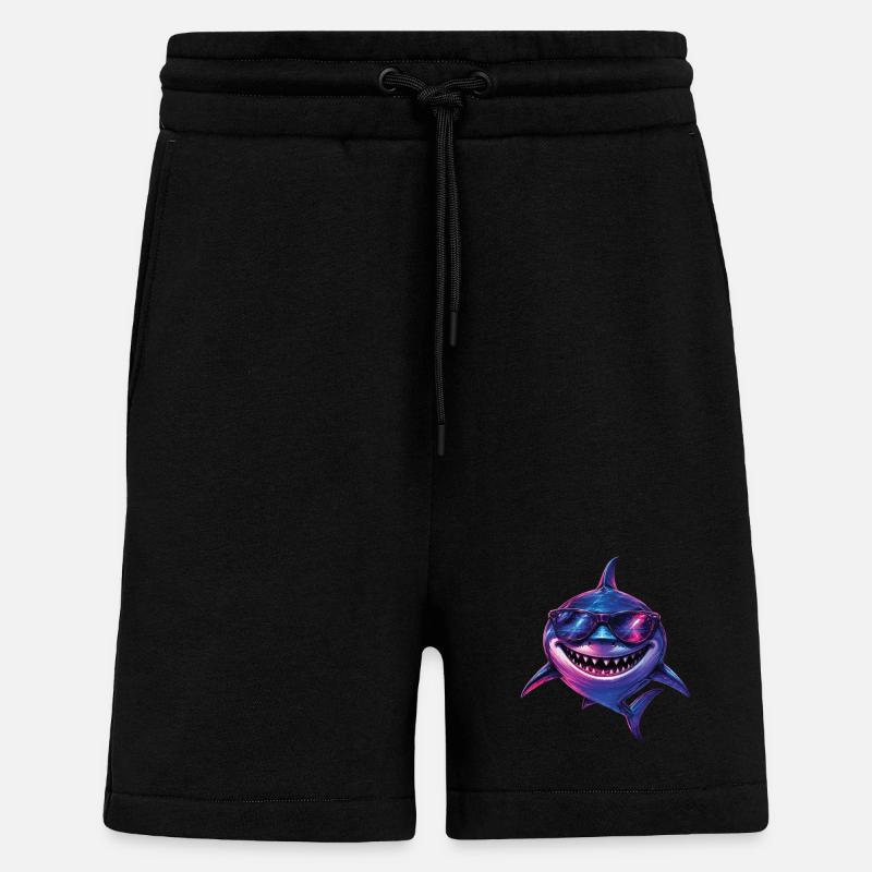 Cool Shark Sunglasses Ocean Beach Vibes - Shorts - made by SPREAD - SOLID BLACK