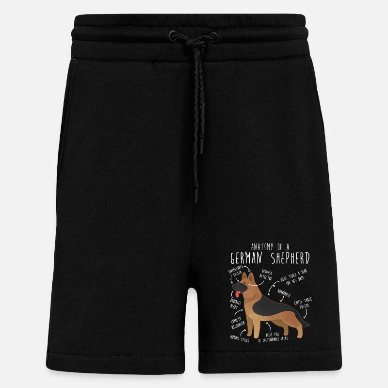 Anatomie du berger allemand - Short bio décontracté fabriqué en UE - SOLID BLACK