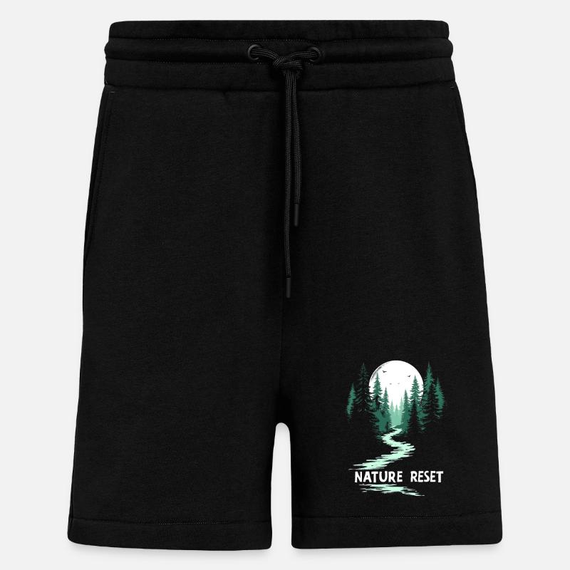 Errer lentement Marcher lentement Forêt - Short bio décontracté fabriqué en UE - SOLID BLACK