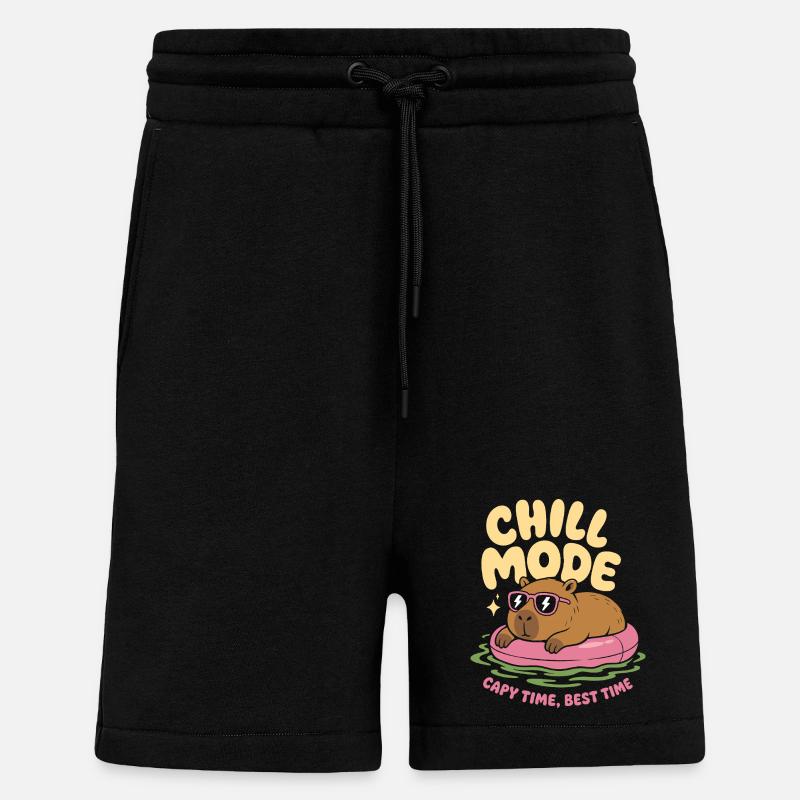 Chill Mode Capybara No Rush - Shorts - made by SPREAD - SOLID BLACK